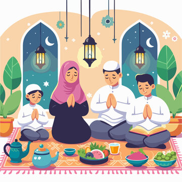 Ramadan and Relationships Strengthening Bonds dinner suhoor flat vector