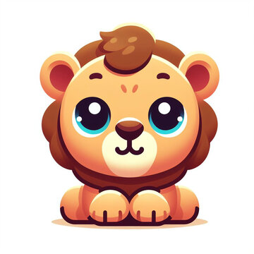 A delightful cartoon lion with a cute and friendly expression, perfect for adding a touch of charm to any illustration or design.