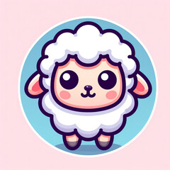 This endearing flat logo features a lovable little sheep with big, expressive eyes and a heartwarming smile, capturing its irresistible cuteness.