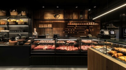 The meat counter is shown in close-up detail. - Powered by Adobe