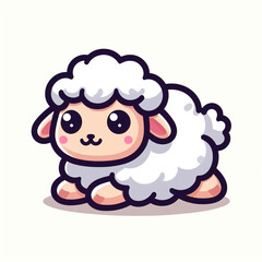 Fototapeta premium Behold the charming flat logo of a cute baby sheep, with its big eyes and infectious smile, radiating pure joy and innocence.