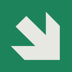 SAFETY CONDITION SIGN PICTOGRAM, DIRECTION ARROW (45° ANGLE) ISO 7010 – E006, VECTOR