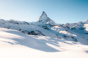 matterhorn landscape with snow covered mountains in switzerland