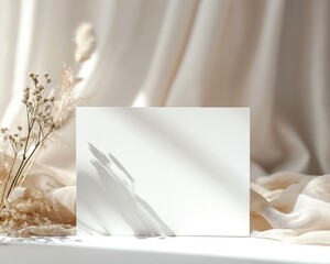 mockup of a card in white with a spring background