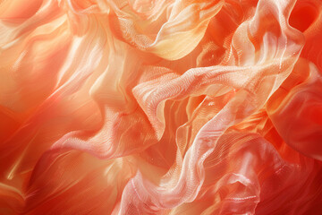 Abstract peach and  light orange chiffon textile background  - obrazy, fototapety, plakaty