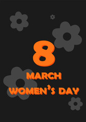 Women's Day, March 8. Vector illustration in honor of Women's Day. Multicolored backgrounds. Silhouettes of women. Silhouettes of butterflies and flowers. Color harmony. Text on March 8