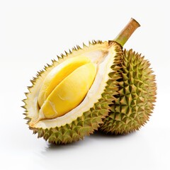 fresh durian isolated on white background, Durian and durian peels