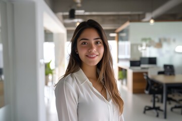 Young Latina Professional in Modern Workspace