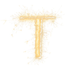 Sparklers Letter T on Transparent, png file of isolated cutout object