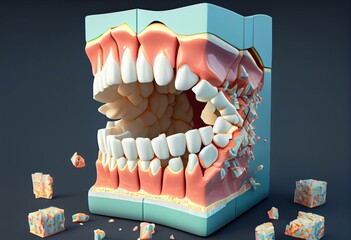 Gum recession process. Medically accurate 3D illustration. Generative AI