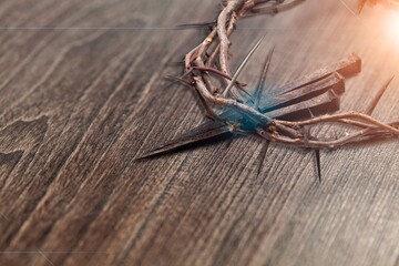Christian Thorns Crown. Easter bright background