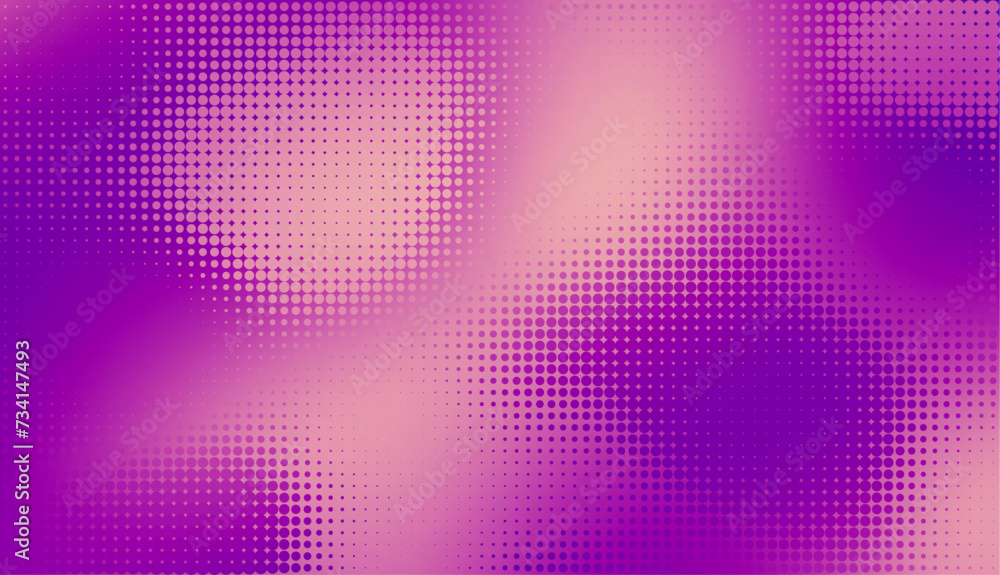 Poster Purple gradient halftone dots background. Vector illustration. Abstract pop art style dots on abstract blur background
