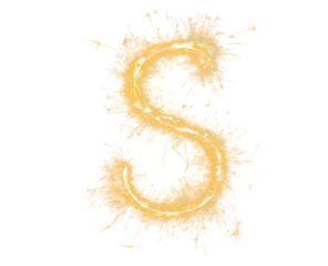 Sparklers Letter S Celebration Image, png file of isolated cutout object on transparent background