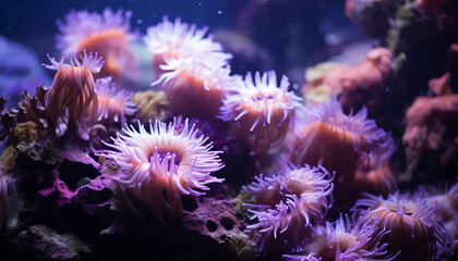 Fototapeta na wymiar Underwater beauty colorful fish swim in coral reef generated by AI