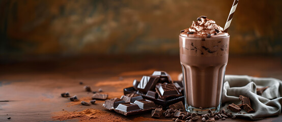 Chocolate Milkshake cocktail adorned with chocolate shavings