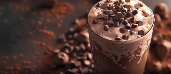 Chocolate Milkshake cocktail adorned with chocolate shavings