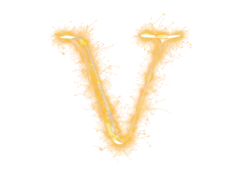 Sparklers Letter V, png file of isolated cutout object on transparent background