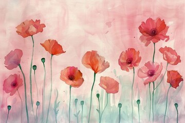 Watercolor festive background with flowers 