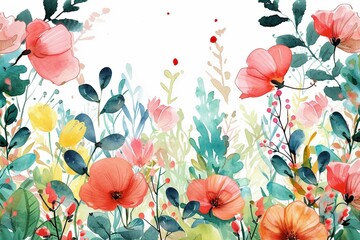 Watercolor festive background with flowers 