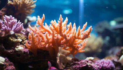 Fototapeta na wymiar Underwater reef, nature fish tank, beauty in multi colored sea generated by AI