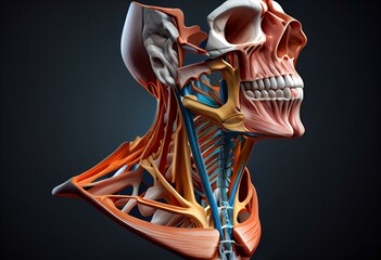 Sternohyoid Muscle Anatomy For Medical Concept 3D. Generative AI