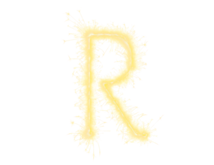 Sparklers Letter R Celebration, png file of isolated cutout object on transparent background