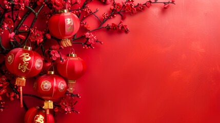 Chinese new year festive background with red decoration