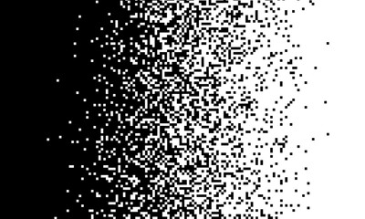 Black on white background. Black and white dissolve halftone grunge effect. Vector Illustration. Pixelated dissolve gradient