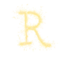 Sparklers Letter R Celebration Icon, png file of isolated cutout object on transparent background