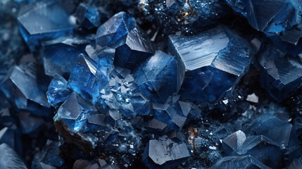 Macro close-up studio shot of cobalt mineral rocks isolated 	
