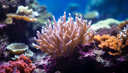 Fototapeta na wymiar Underwater beauty colorful fish swim in tropical coral reef generated by AI