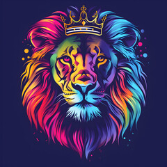 Fototapeta premium Colorful Lion Crown Logo, 1