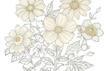 Outline Drawings of flowers for the coloring page