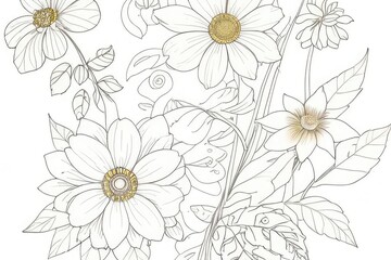 Outline Drawings of flowers for the coloring page