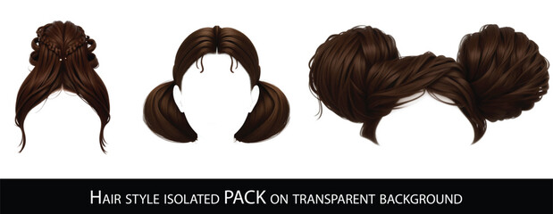 Fashionable women hairstyles , isolated on white, collage. Banner design