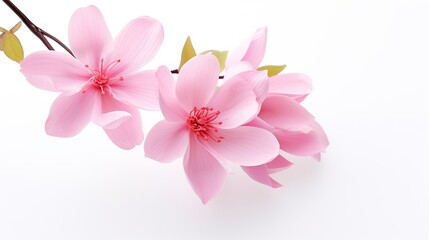 Beautiful delicate spring flowers for white background, flat lay