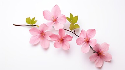 Naklejka na ściany i meble Beautiful delicate spring flowers for white background, flat lay