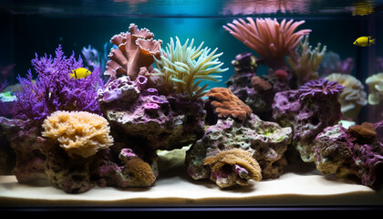 The underwater reef showcases the beauty of nature aquatic animals generated by AI