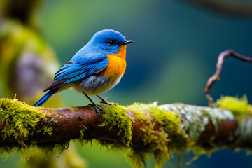 Beautiful mountain blue flycatcher in its natural habitat requires conservation efforts