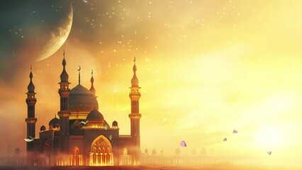 Ramadan Kareem Animated Mosque Depicting an Islamic. Animation Video Background