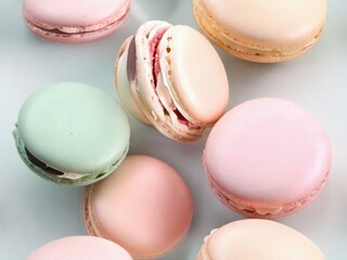 Fototapeta premium Gourmet Temptation: Pastel Marvels in Every Macaron