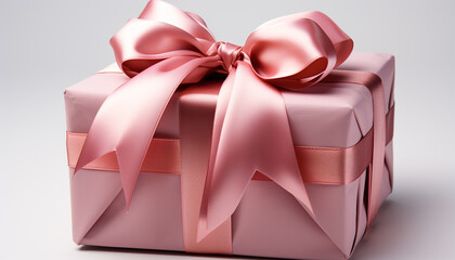 A shiny gift box wrapped in ornate satin decoration generated by AI