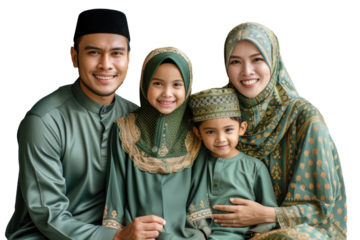 Photo of a islamic family with transparent background