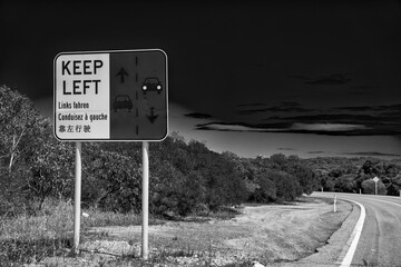 Keep left road sign in Western Australia