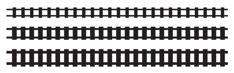 Railway Line, Rails Symbol, Train Tracks Sign, Railroad Pictogram, Railway Track Silhouette