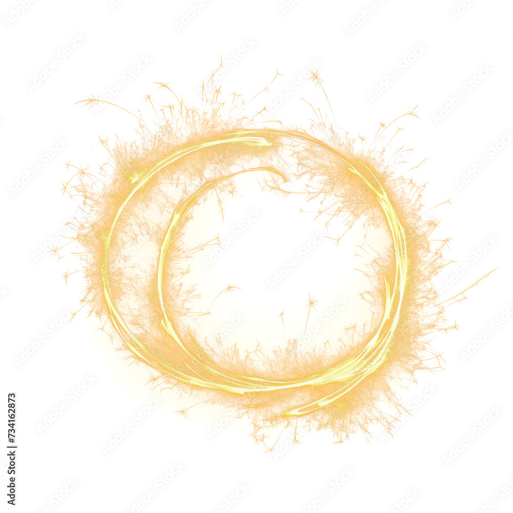Wall mural sparklers circle light effect, png file of isolated cutout object on transparent background
