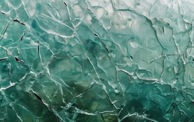 Obraz premium Close-up of fractured glass, intricate patterns of cracking and splintering.
