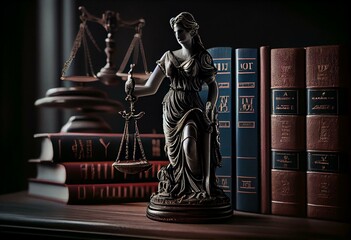 Gavel Law Books and Lady Justice. Generative AI