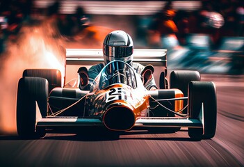 driver in racing car at drag racing start focuses on finish line , generative ai - obrazy, fototapety, plakaty
