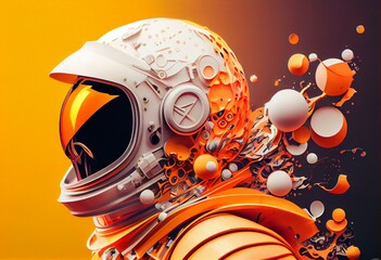 Astronaute art moderne forme abstraites pastel. Déco pop art. Cosmonaute dans l’espace. Generative AI